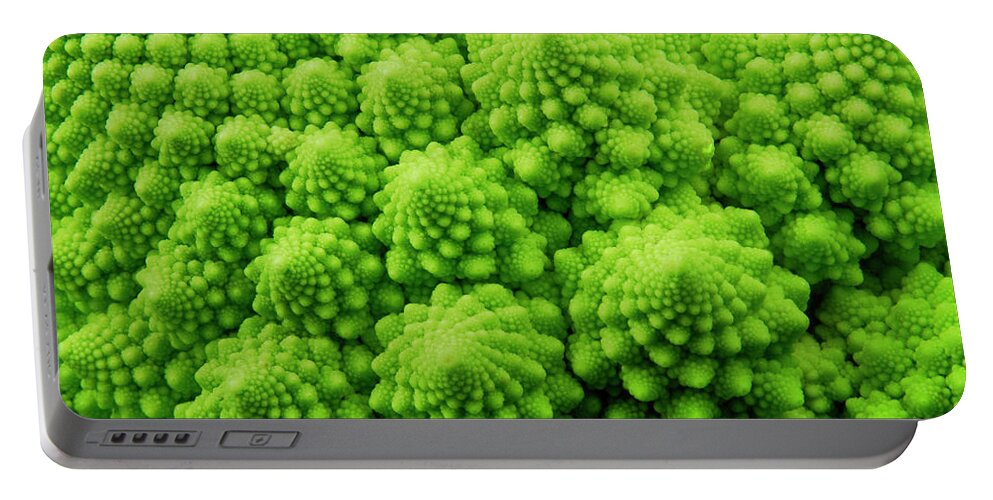Abstract Portable Battery Charger featuring the photograph Romanesco Broccoli by Severija Kirilovaite