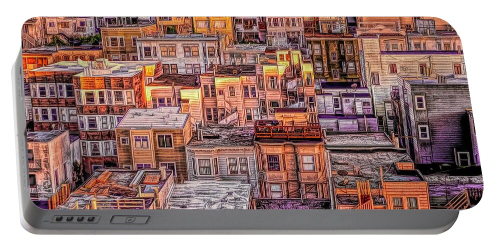 North Beach Portable Battery Charger featuring the photograph Rooftops in North Beach - San Francisco by Susan Hope Finley
