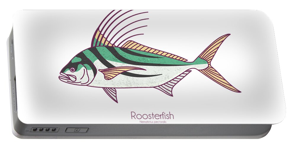 Roosterfsh Portable Battery Charger featuring the digital art Roosterfish by Kevin Putman