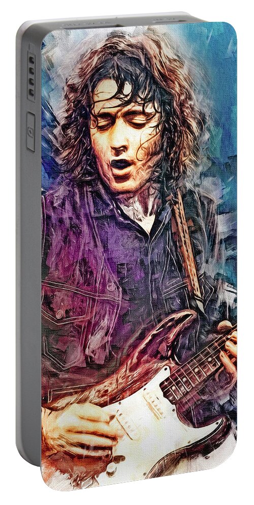 Rory Gallagher Portable Battery Charger featuring the mixed media Rory Gallagher Guitar Virtuoso by Mal Bray