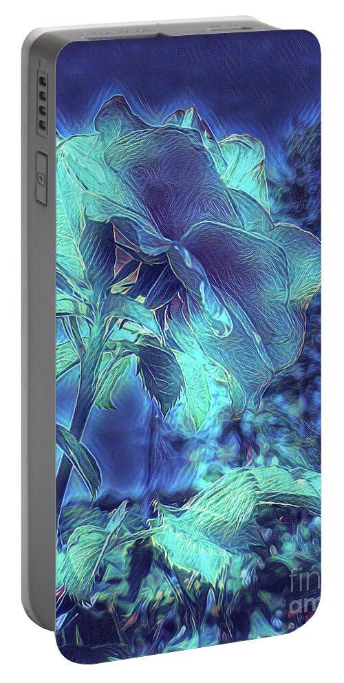 Rose Portable Battery Charger featuring the digital art Rose Blues by Elaine Berger