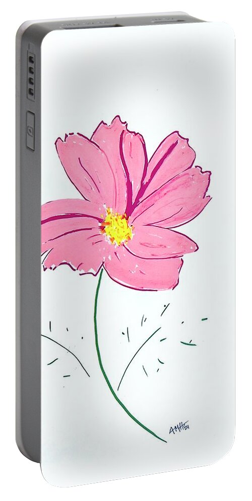 Cosmos Flower Portable Battery Charger featuring the painting Rose Cosmos by Alida M Haslett