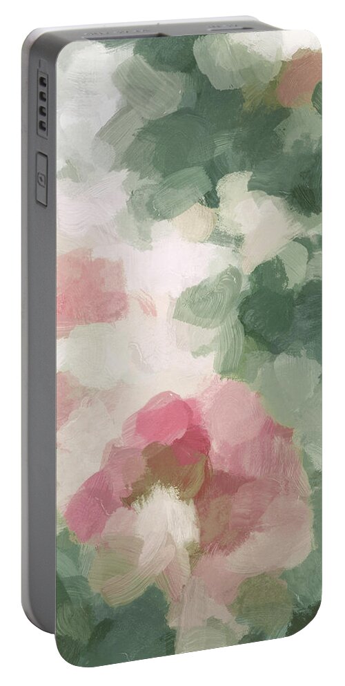 Abstract Portable Battery Charger featuring the painting Rose Garden by Rachel Elise