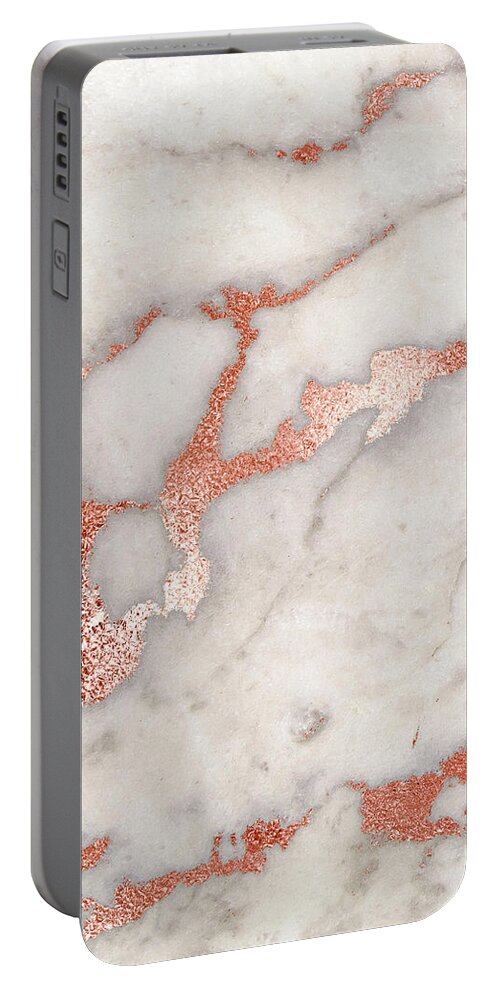Marble Portable Battery Charger featuring the painting Rose Gold Marble Blush Pink Copper Metallic Foil by Modern Art
