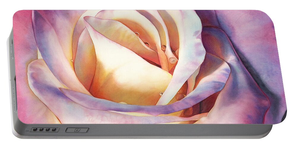 Rose Portable Battery Charger featuring the painting Rose Radiance by Sandy Haight