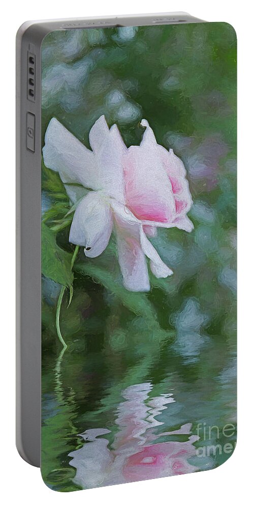 Floral Portable Battery Charger featuring the photograph Rose Reflection by Elaine Teague