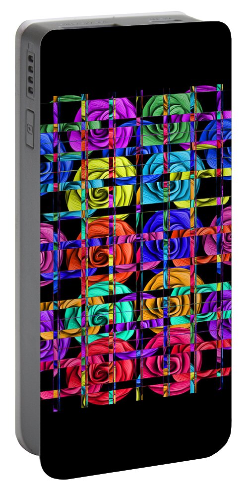 Abstract Portable Battery Charger featuring the digital art Rose Trellis Abstract by Ronald Mills