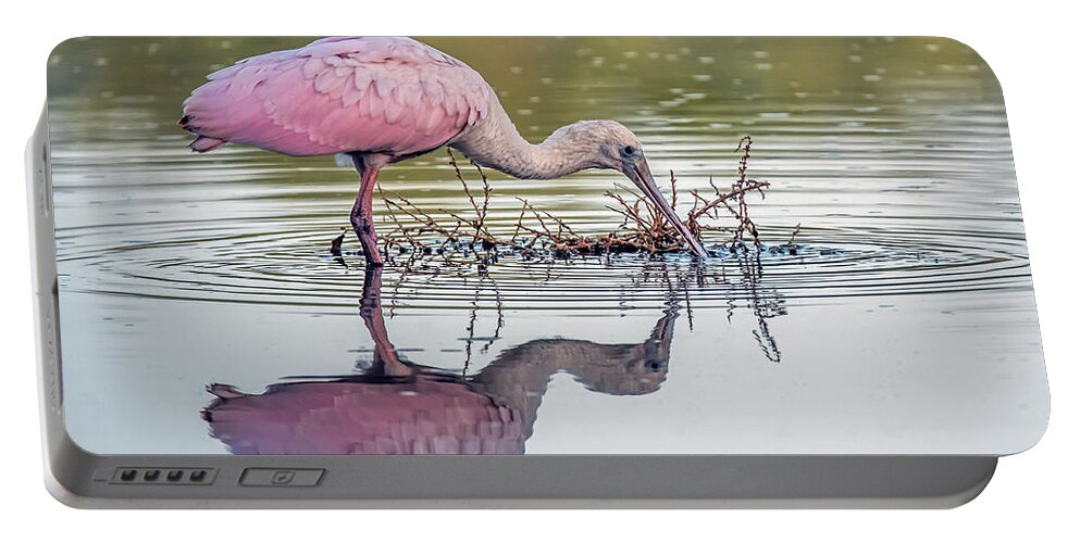 Roseate Spoonbill Portable Battery Charger featuring the photograph Roseate Spoonbill 2051-092920-2 by Tam Ryan