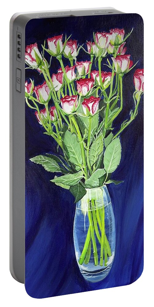 Rose Portable Battery Charger featuring the painting Roses by Boots Quimby