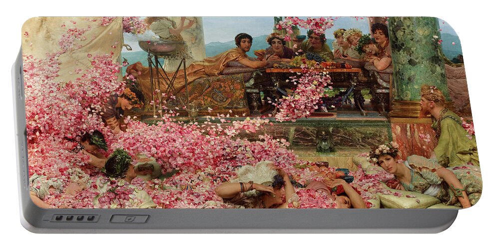 Roses Of Heliogabalus Portable Battery Charger featuring the painting Roses of Heliogabalus by Sir Lawrence Alma-Tadema