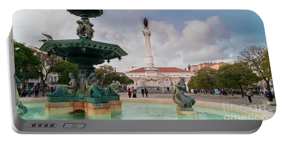 Lisbon Portable Battery Charger featuring the photograph Rossio Square, Lisbon by Anastasy Yarmolovich