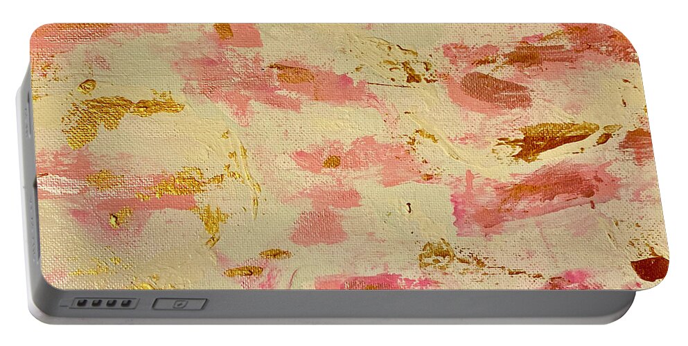 Rose Portable Battery Charger featuring the painting Rosy by Medge Jaspan