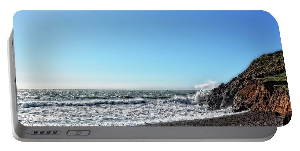 Pacific Ocean Portable Battery Charger featuring the photograph Rough Surf at the Beach by Maggy Marsh