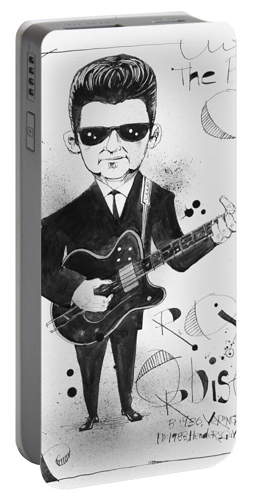  Portable Battery Charger featuring the drawing Roy Orbison by Phil Mckenney