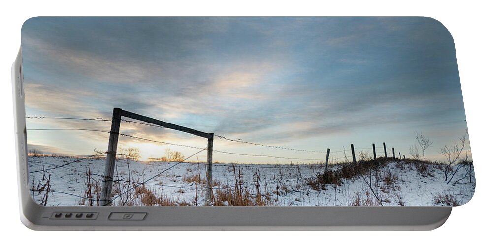 Agriculture Portable Battery Charger featuring the photograph Rural winter landscape by Karen Rispin