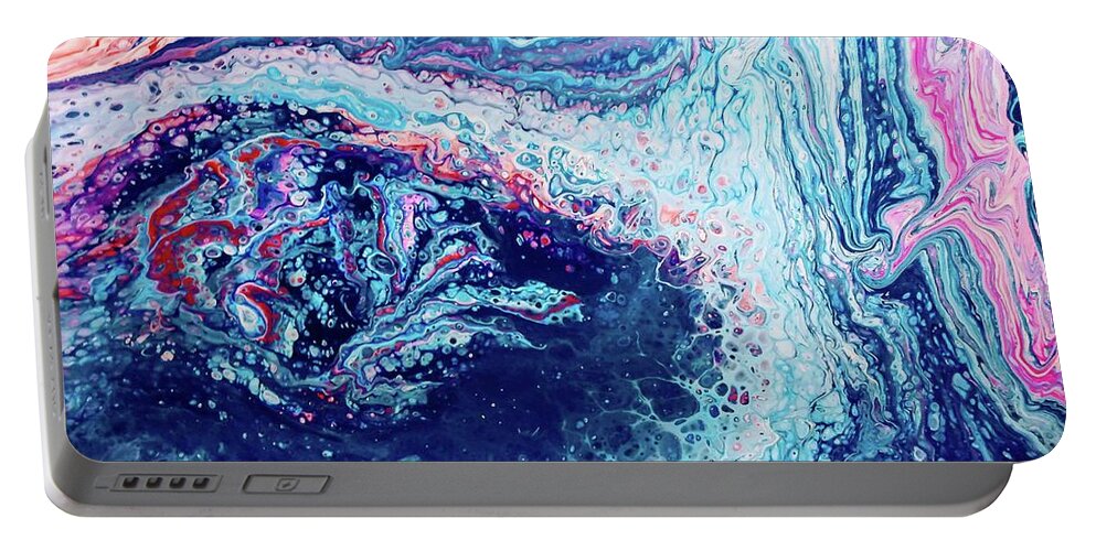 Water Portable Battery Charger featuring the painting Rushing Waters by Anna Adams