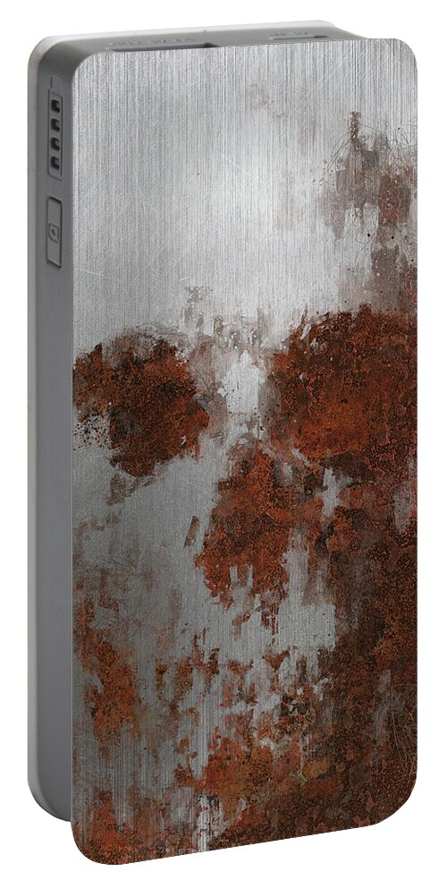 Rust Portable Battery Charger featuring the mixed media Rust Skull by Vart Studio