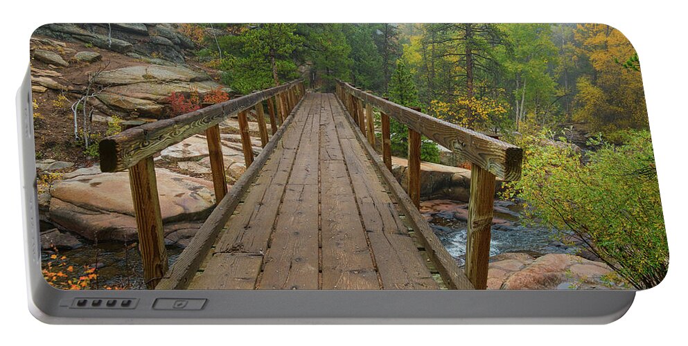 Cool Portable Battery Charger featuring the photograph Rustic Wood Hiking Bridge Crossing by James BO Insogna