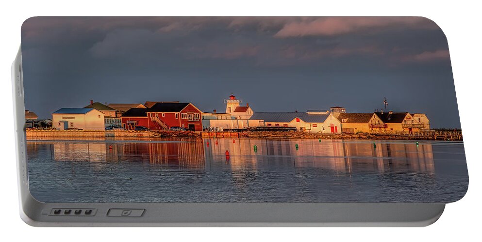 Pei Portable Battery Charger featuring the photograph Rustico Harbor in the Summer Golden Hour by Marcy Wielfaert