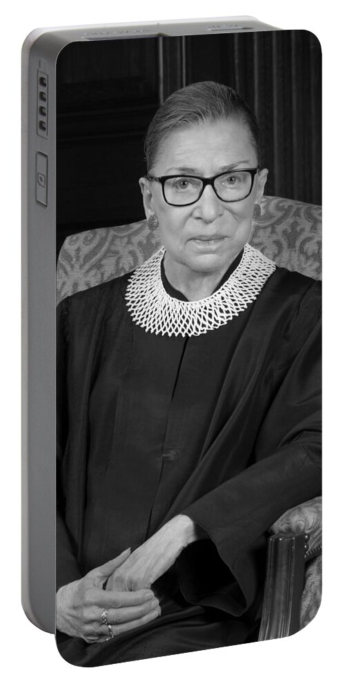 Ruth Bader Ginsburg Portable Battery Charger featuring the photograph Ruth Bader Ginsburg Portrait - 2016 by War Is Hell Store
