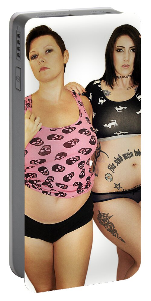 Tattoo Portable Battery Charger featuring the digital art Ryli and Khrist 3 by Mark Baranowski