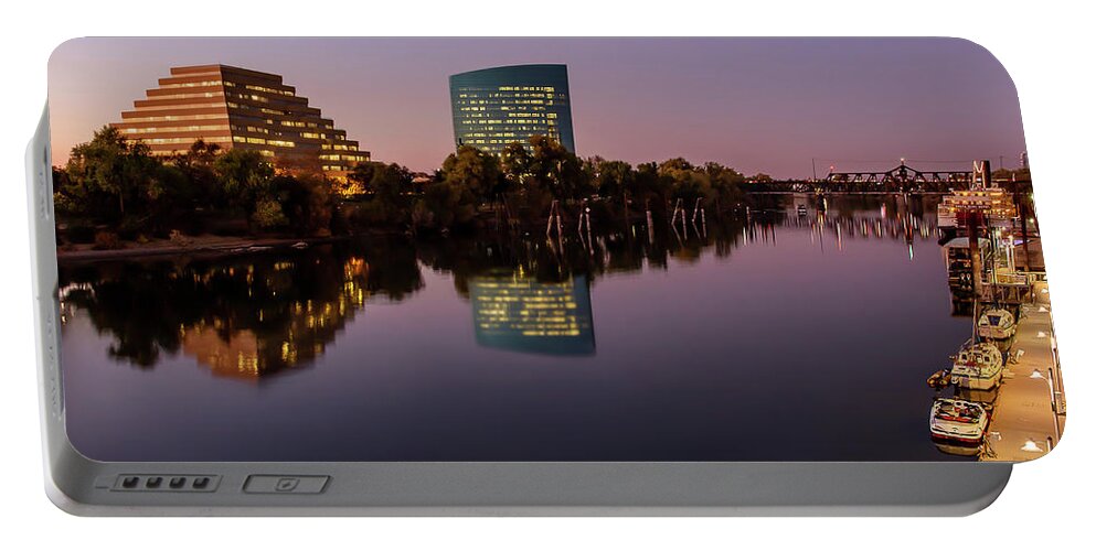 Sunset Portable Battery Charger featuring the photograph Sacramento Riverfront Sunset by Gary Geddes