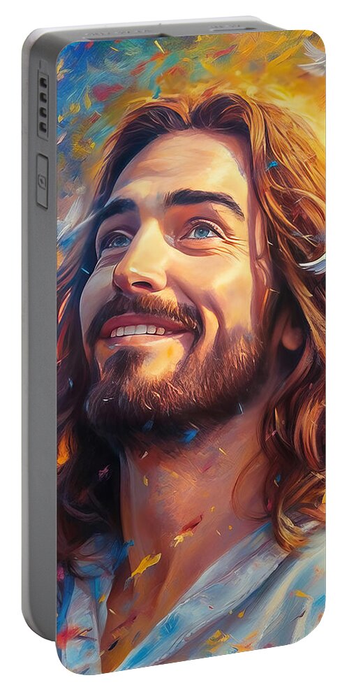 Spiritual Art Portable Battery Charger featuring the mixed media Sacred Ascension by Ivan Guaderrama