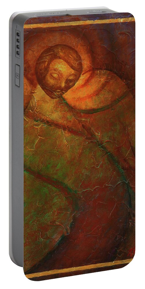 Native American Portable Battery Charger featuring the painting Sacred Space by Kevin Chasing Wolf Hutchins
