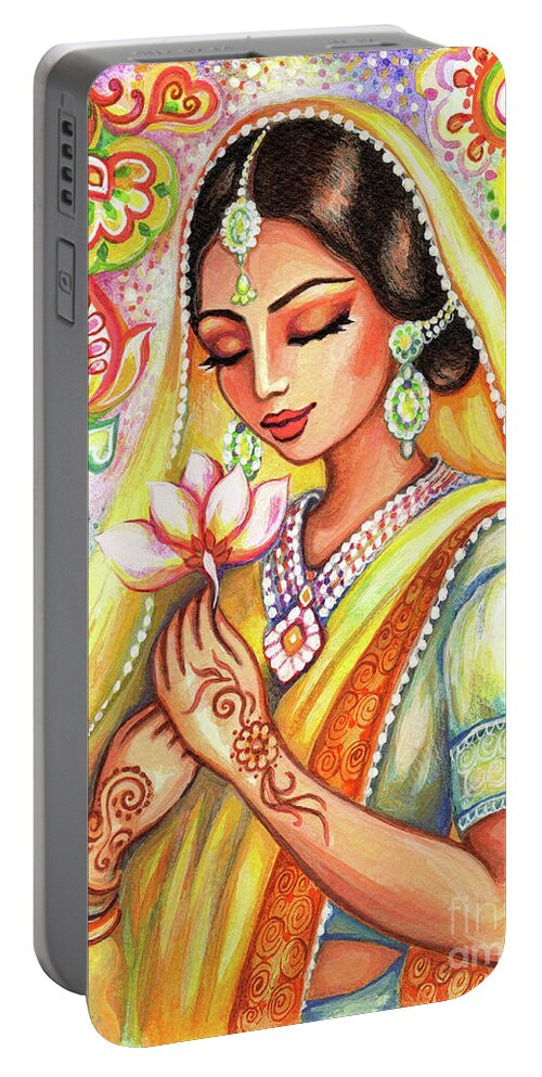 Praying Woman Portable Battery Charger featuring the painting Sacred Wish by Eva Campbell