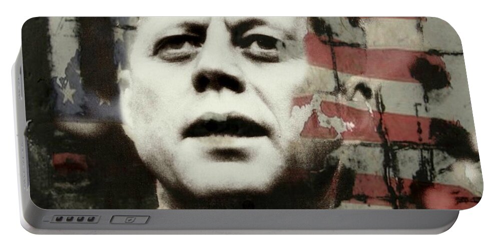 Jfk Portable Battery Charger featuring the mixed media Sacrifice by Paul Lovering