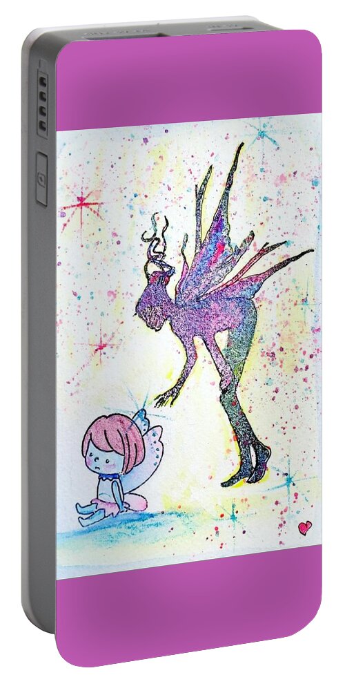 Watercolor Fairy Portable Battery Charger featuring the painting Sad Fairy by Deahn Benware