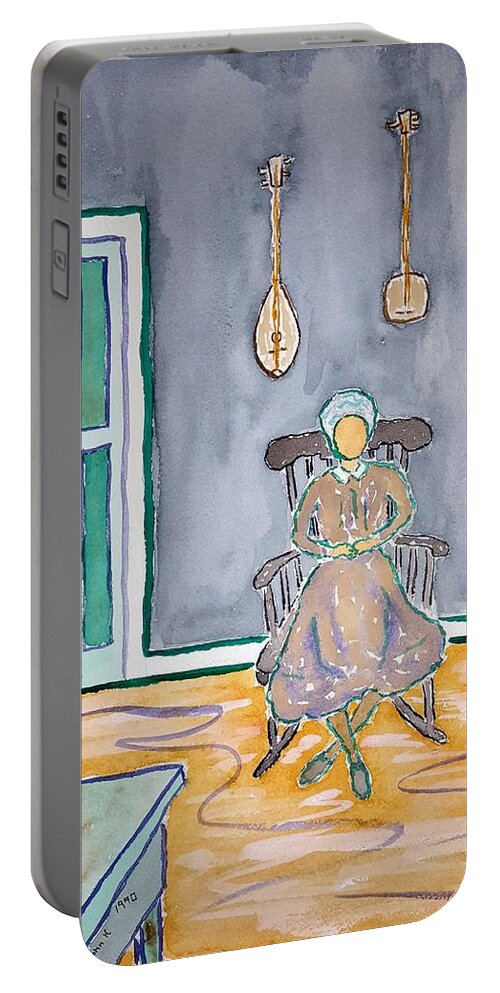 Watercolor Portable Battery Charger featuring the painting Sadie Jones by John Klobucher