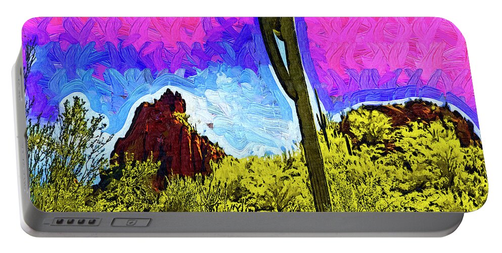 Desert Portable Battery Charger featuring the digital art Saguaro In The Desert by Kirt Tisdale