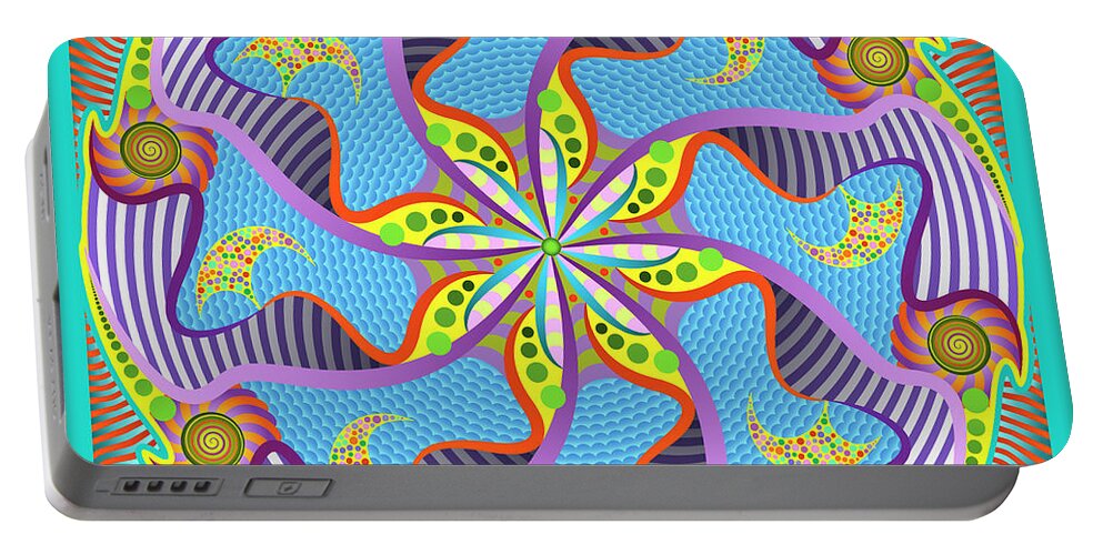 Harmony Mandala Portable Battery Charger featuring the digital art Sailing In Circles by Becky Titus