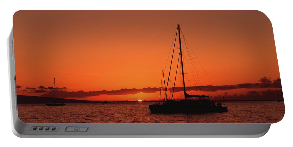Sunset Portable Battery Charger featuring the photograph Sailing into the Sunset by Alina Oswald