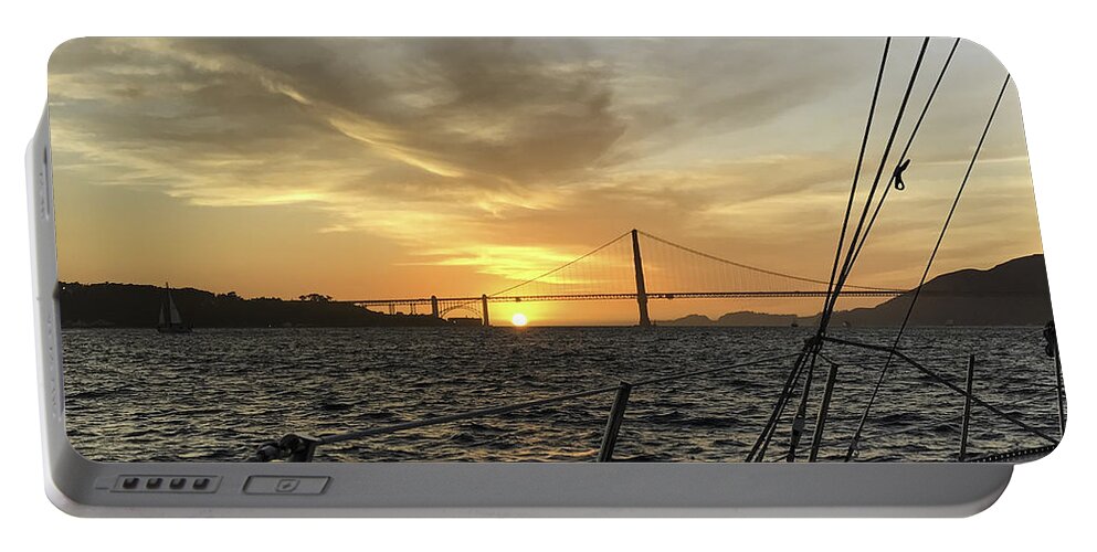 Sunset Portable Battery Charger featuring the photograph Sailing into the Sunset by Manuela's Camera Obscura