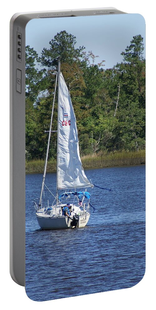  Portable Battery Charger featuring the photograph Sailing on the Brunswick River by Heather E Harman