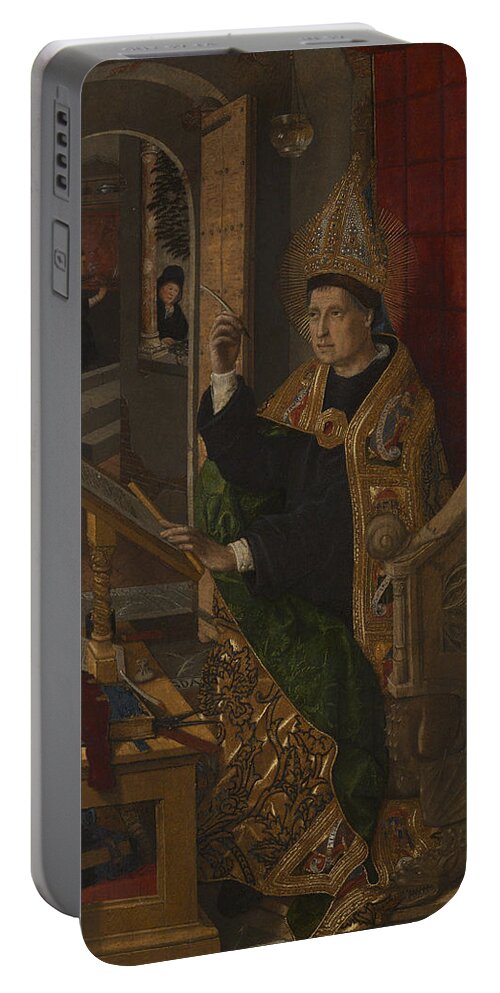 15h Century Painters Portable Battery Charger featuring the painting Saint Augustine by Bartolome Bermejo