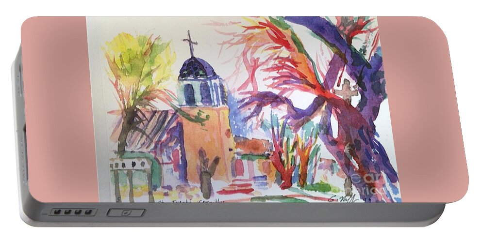 Watercolor Portable Battery Charger featuring the painting Saint Joseph Cerrillos by Glen Neff