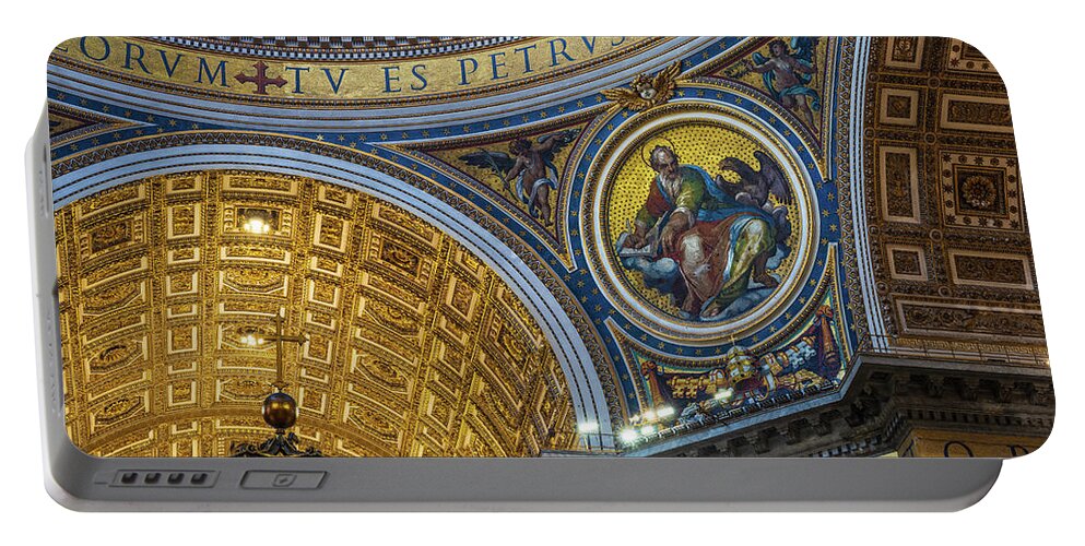 Saint Peter's Basilica Portable Battery Charger featuring the photograph Saint Peter's Basilica Dome Tile Details by Mike Reid