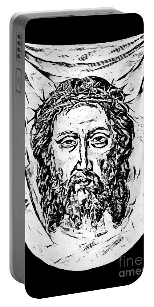 Jesus Portable Battery Charger featuring the photograph Saint Veronica Jesus Head by Munir Alawi