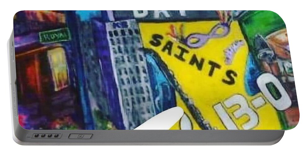 Saints Portable Battery Charger featuring the painting Saints Nation by Julie TuckerDemps