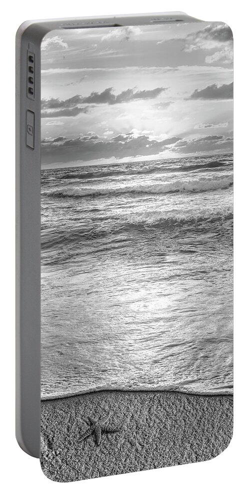 Black Portable Battery Charger featuring the photograph Salty Silver Light by Debra and Dave Vanderlaan
