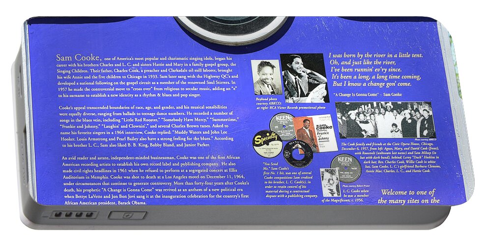 Blues Trail Portable Battery Charger featuring the photograph Sam Cooke Blues Trail Plaque History by Chuck Kuhn