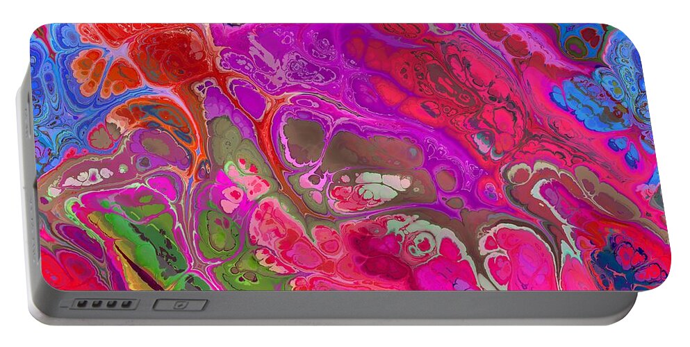 Colorful Portable Battery Charger featuring the digital art Samijan - Funky Artistic Colorful Abstract Marble Fluid Digital Art by Sambel Pedes