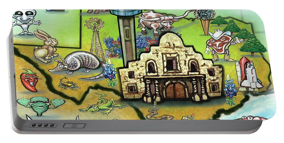 San Antonio Portable Battery Charger featuring the digital art San Antonio Texas by Kevin Middleton