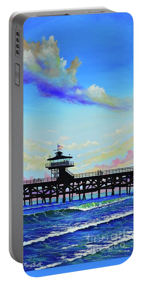 San Clemente Portable Battery Charger featuring the painting San Clemente Seaside by Mary Scott