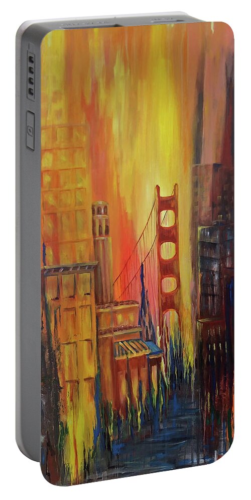 City Portable Battery Charger featuring the painting San Francisco Abstraction by Barbara Landry