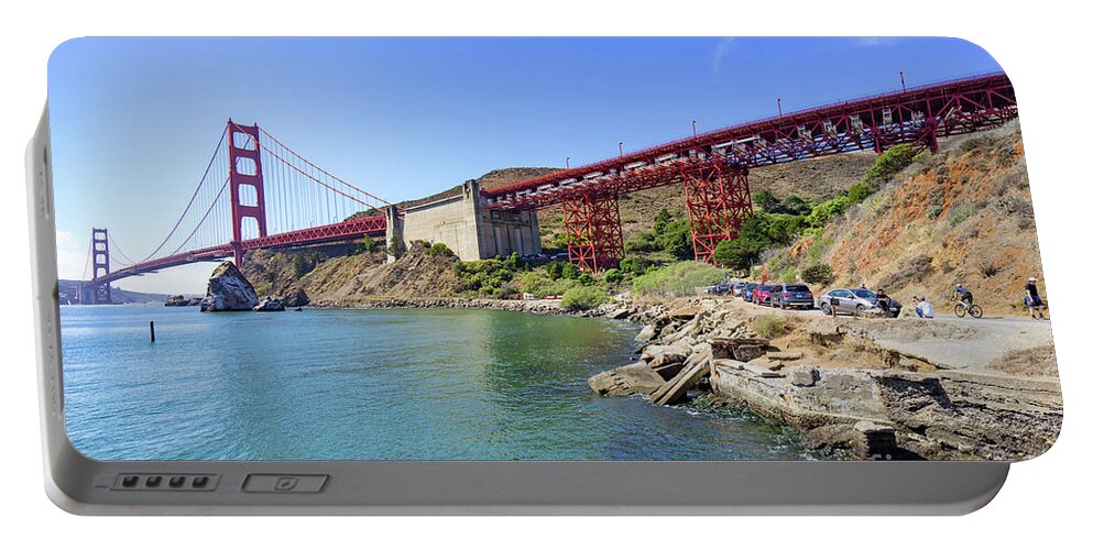 Wingsdomain Portable Battery Charger featuring the photograph San Francisco Golden Gate Bridge Viewed From Marin County Side DSC7075 by Wingsdomain Art and Photography