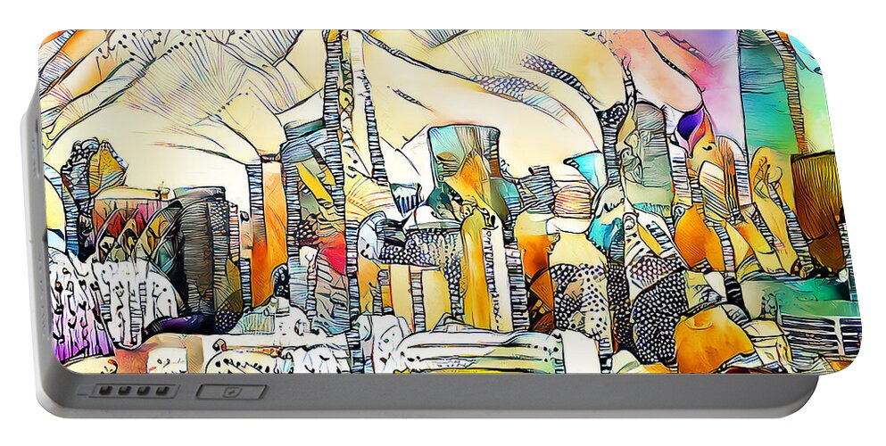 Wingsdomain Portable Battery Charger featuring the photograph San Francisco Skyline in Surreal Abstract 20210114 by Wingsdomain Art and Photography